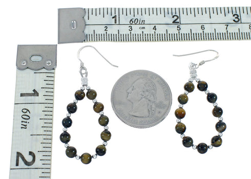 Authentic Tiger Eye Bead Hook Dangle Earrings X10934